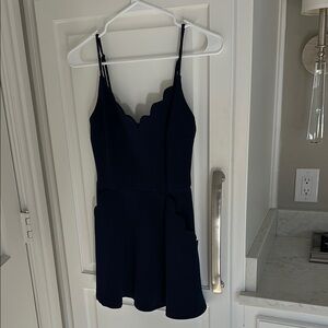 Elegant Navy Blue Scalloped Dress